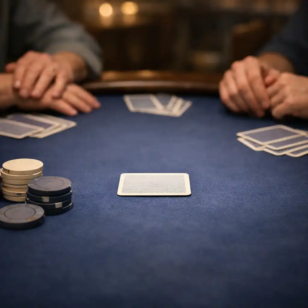 Physical cards and table props in the card lounge